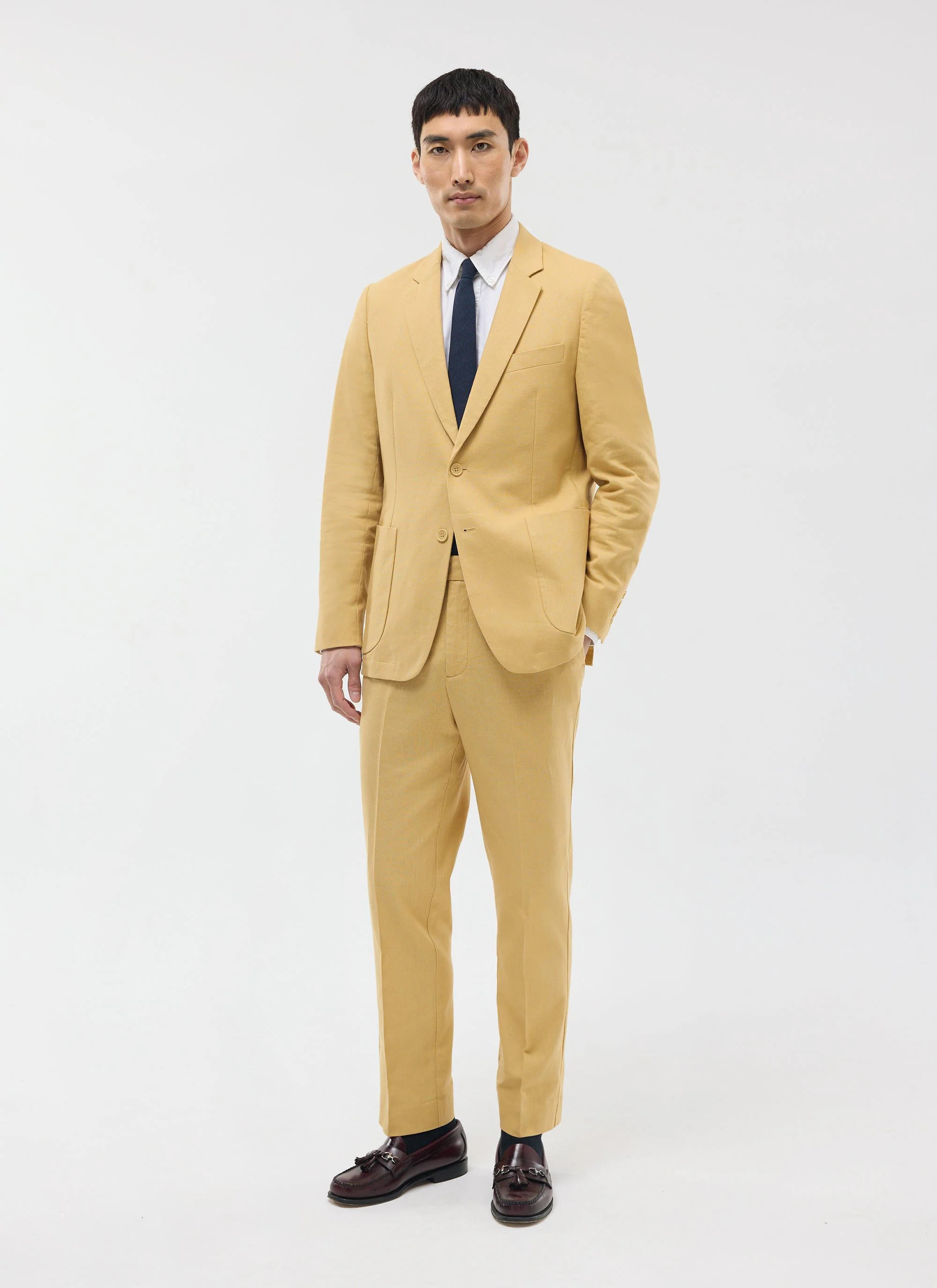 Tailored Linen Trousers | Tan - Image 6