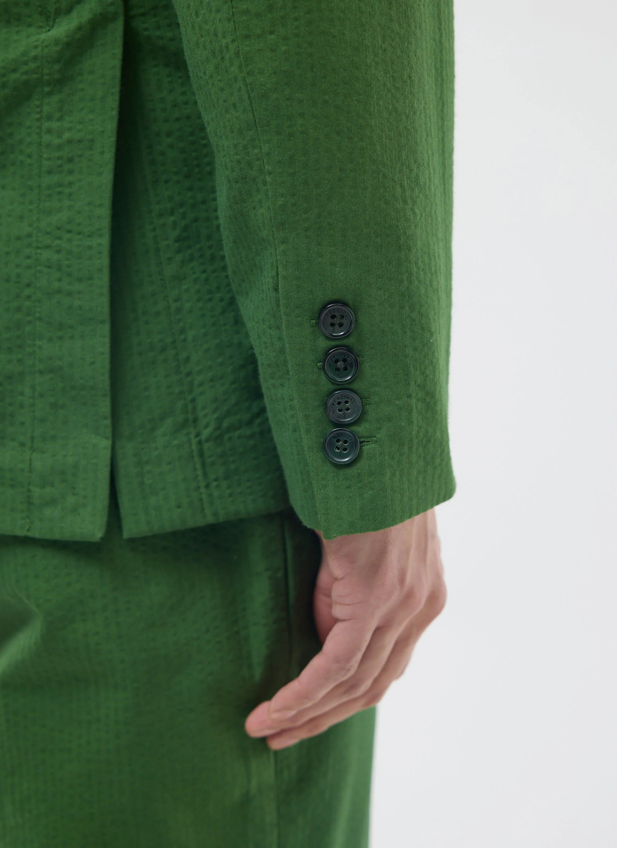 Tailored Seersucker Blazer | Forest - Image 7