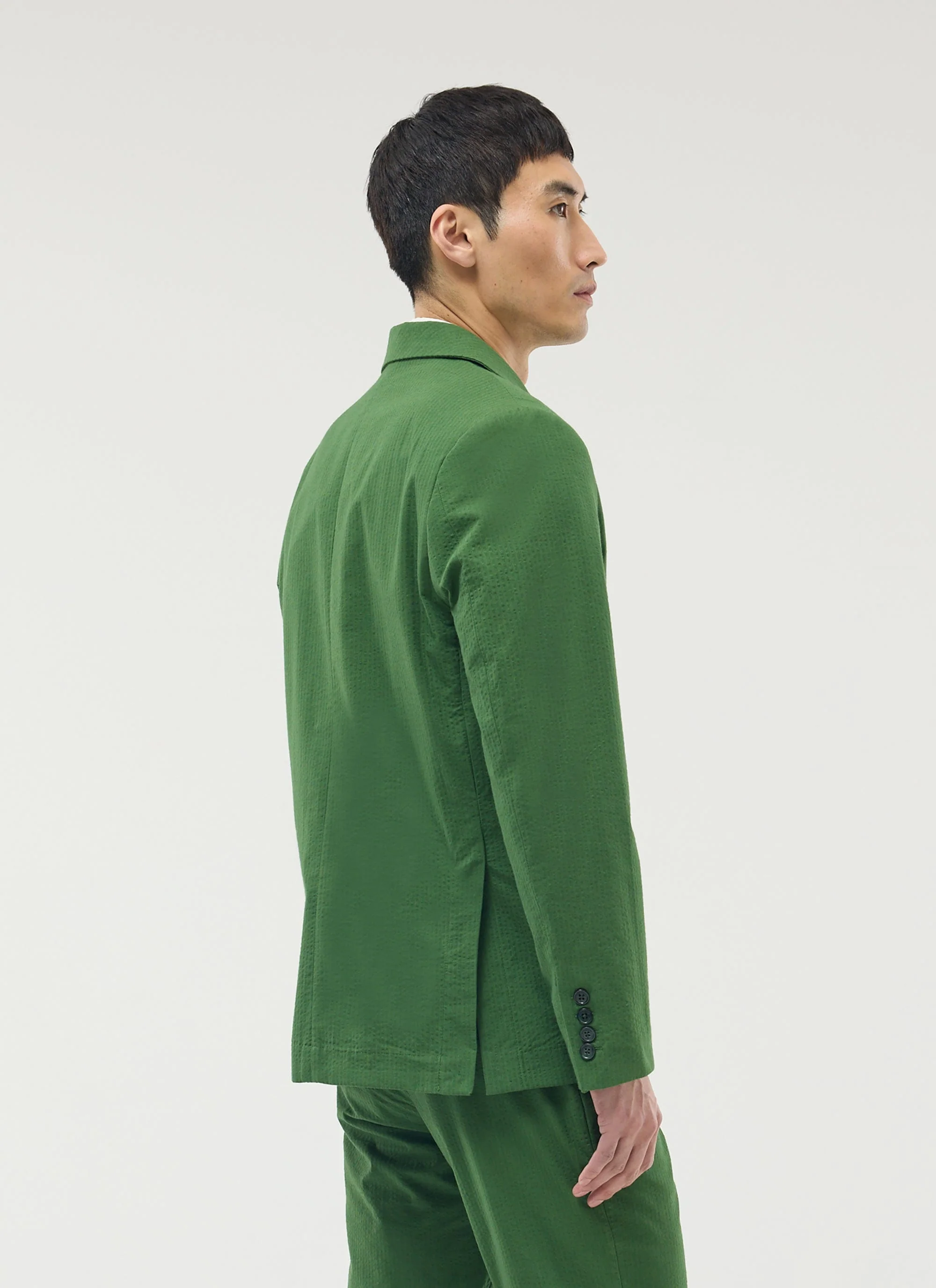 Tailored Seersucker Blazer | Forest - Image 8