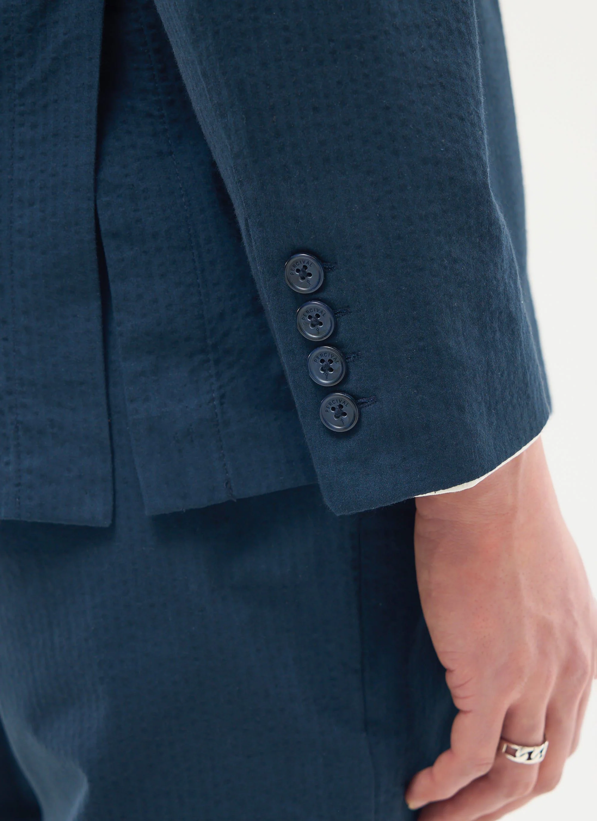 Tailored Seersucker Blazer | Navy - Image 7