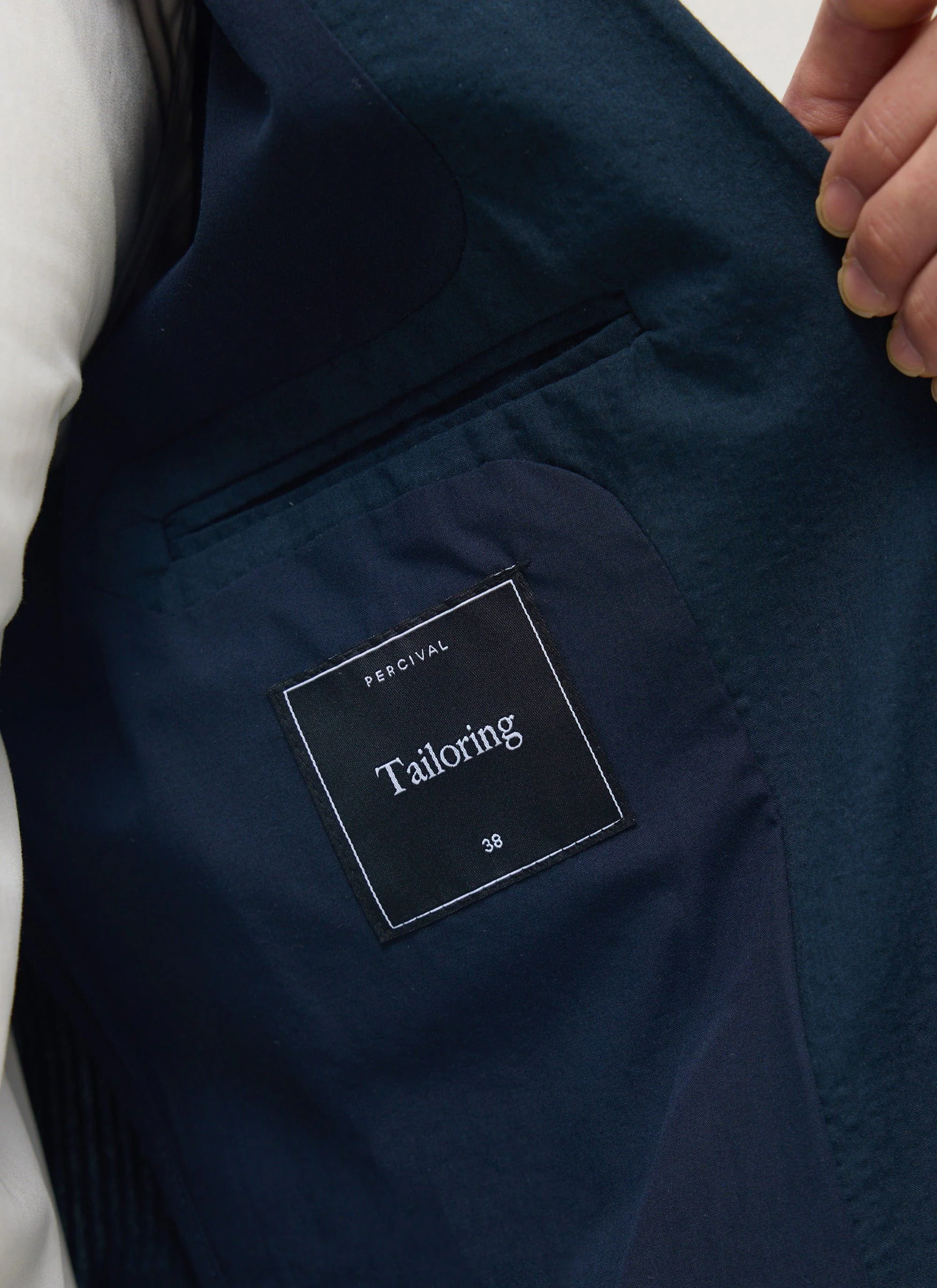 Tailored Seersucker Blazer | Navy - Image 9