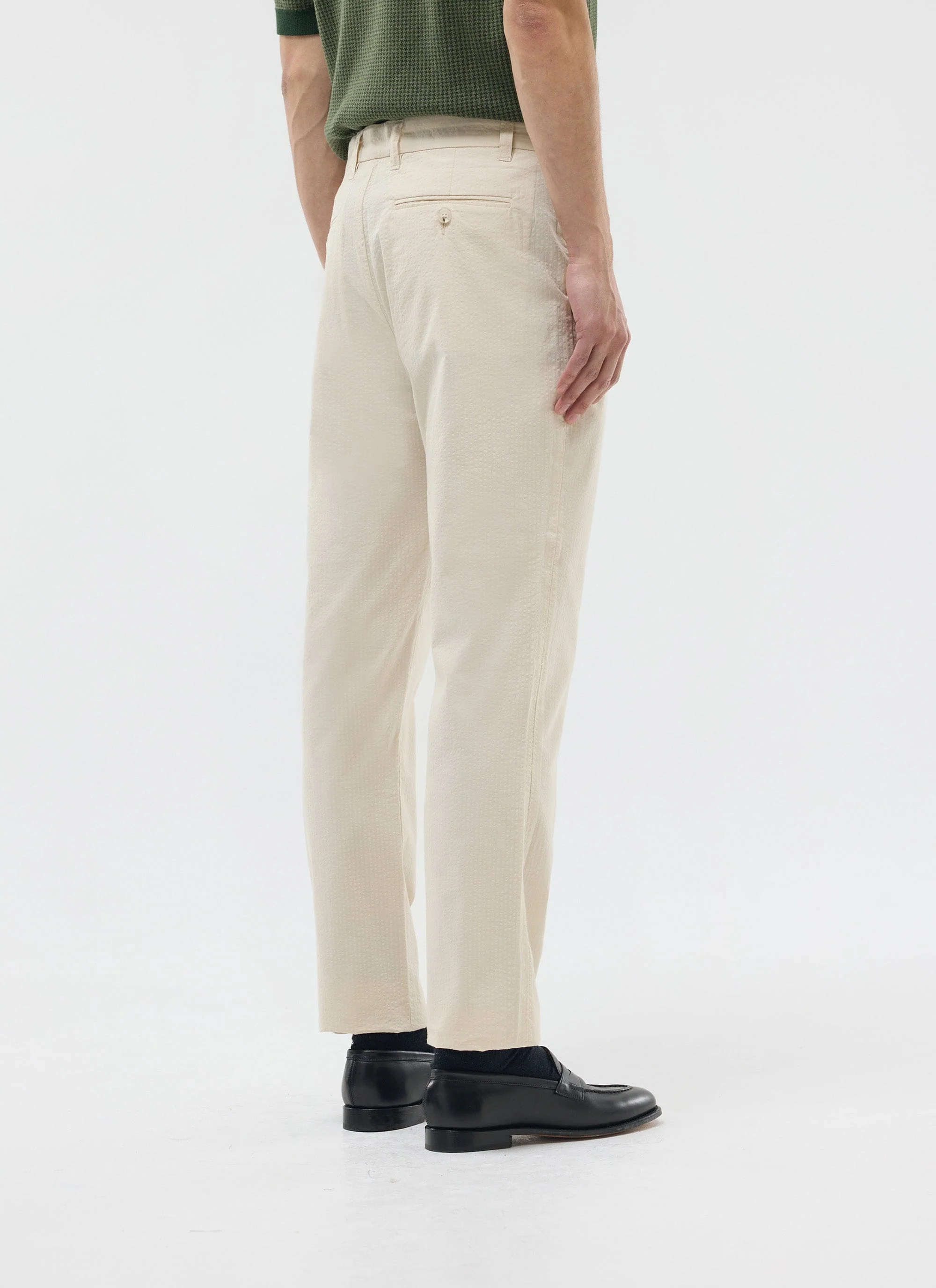 Tailored Seersucker Trousers | Cream - Image 4