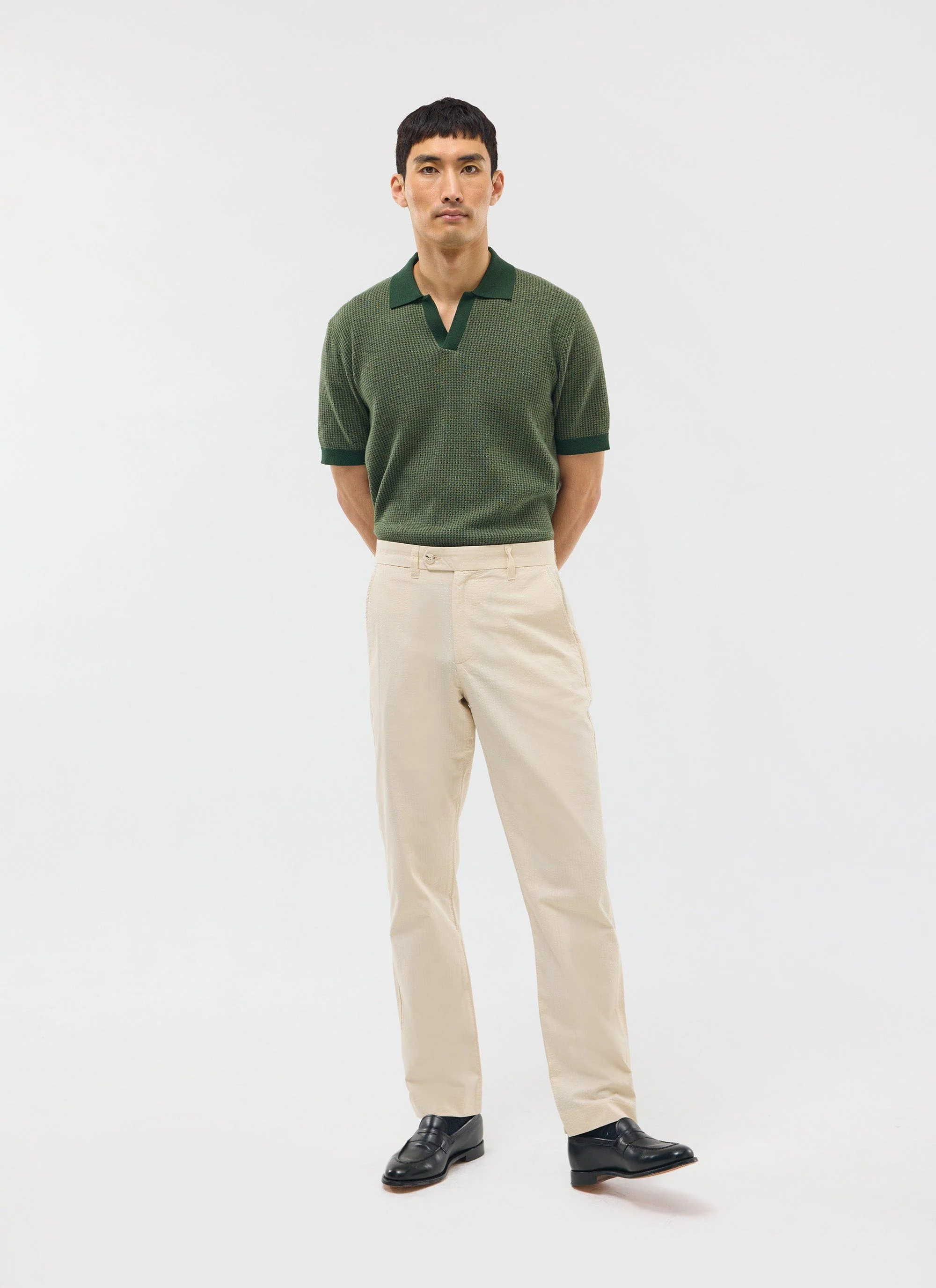 Tailored Seersucker Trousers | Cream - Image 7
