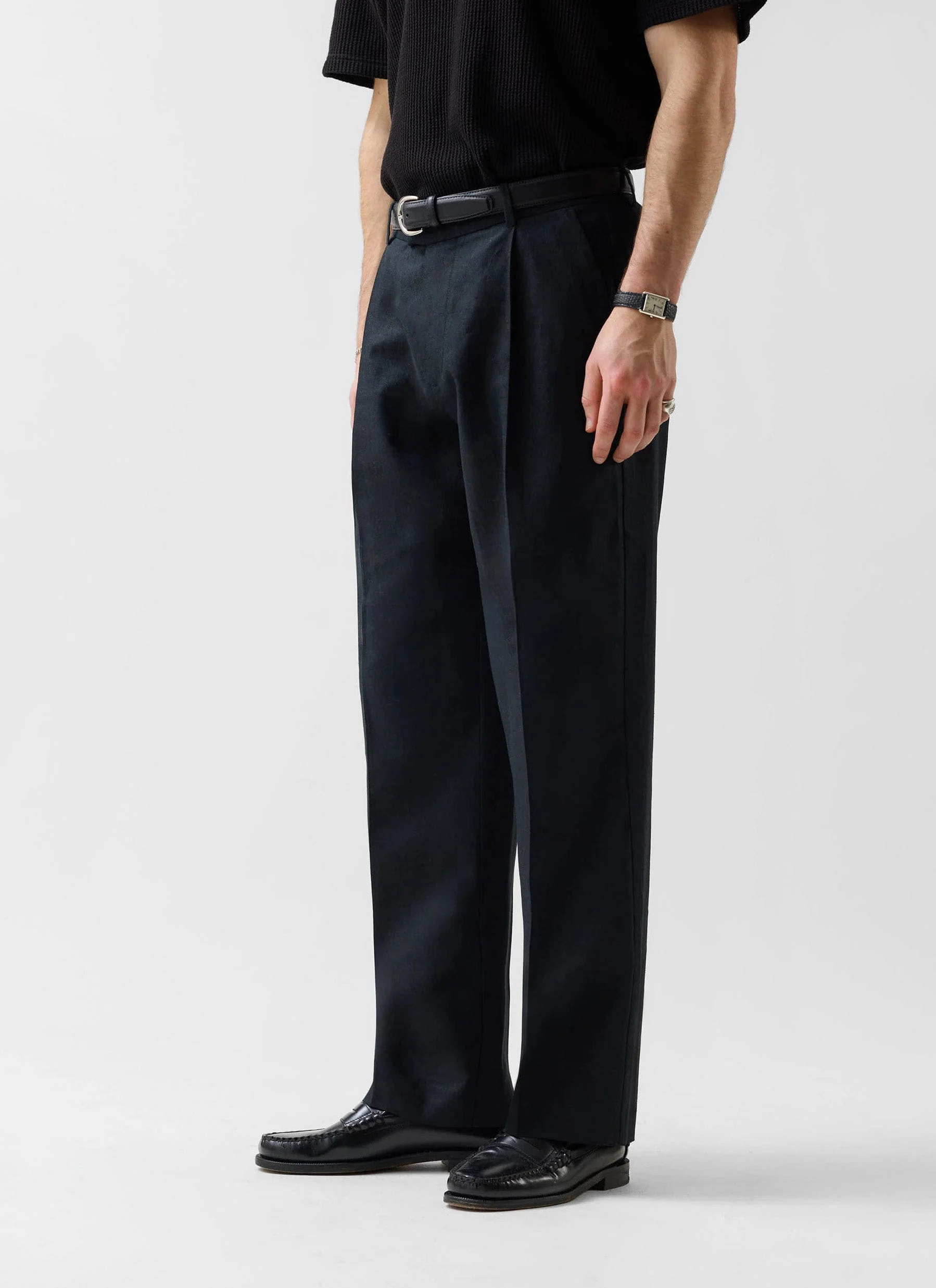 Wide Leg Trousers | Linen | Black - Image 3