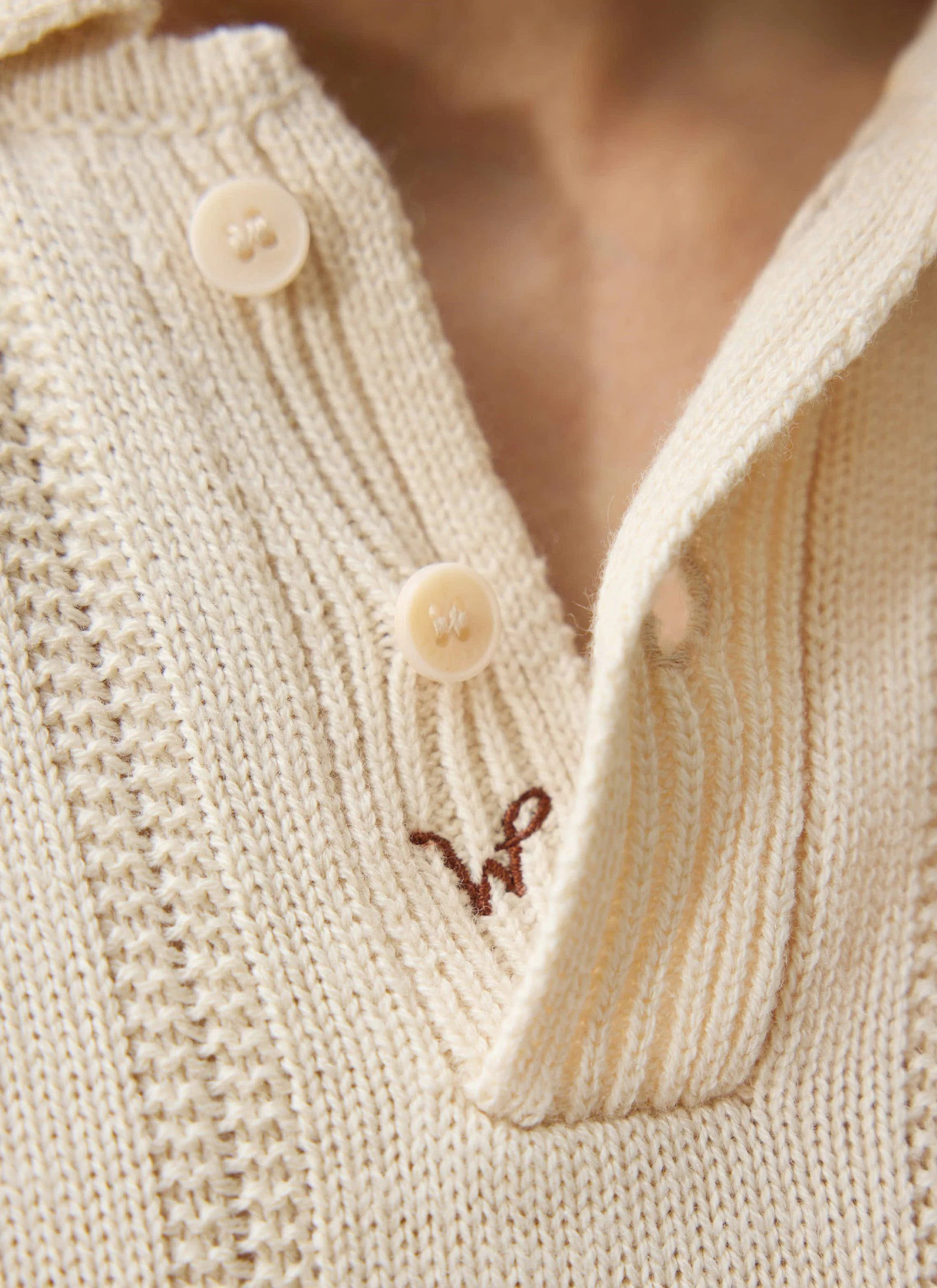 Wool Knitted Polo | Percival x Warren | Ecru - Image 3