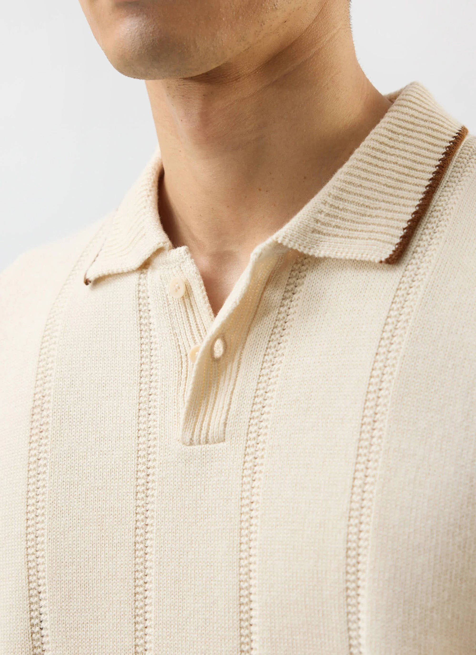 Wool Knitted Polo | Percival x Warren | Ecru - Image 4
