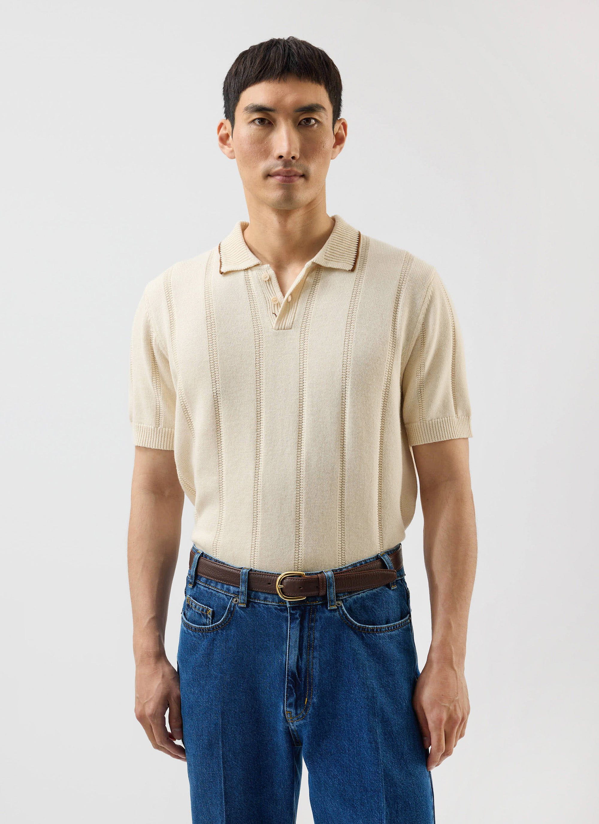 Wool Knitted Polo | Percival x Warren | Ecru - Image 6