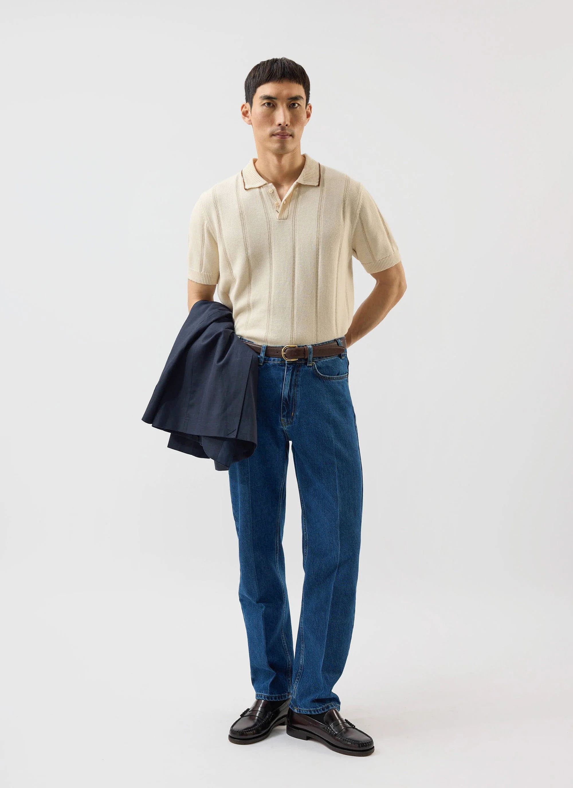 Wool Knitted Polo | Percival x Warren | Ecru - Image 7