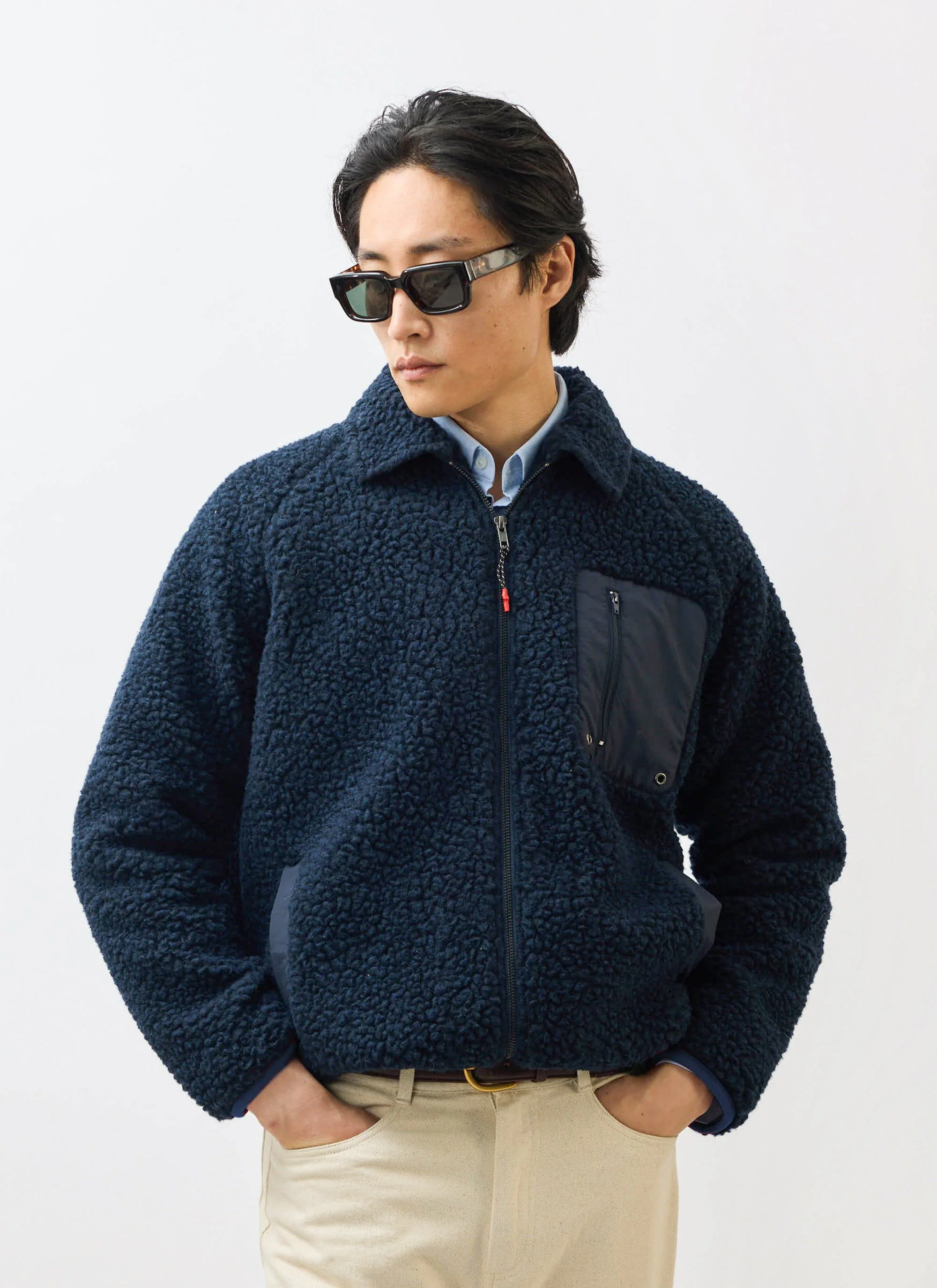 Men's Wool Fleece Jacket | Navy - Image 3