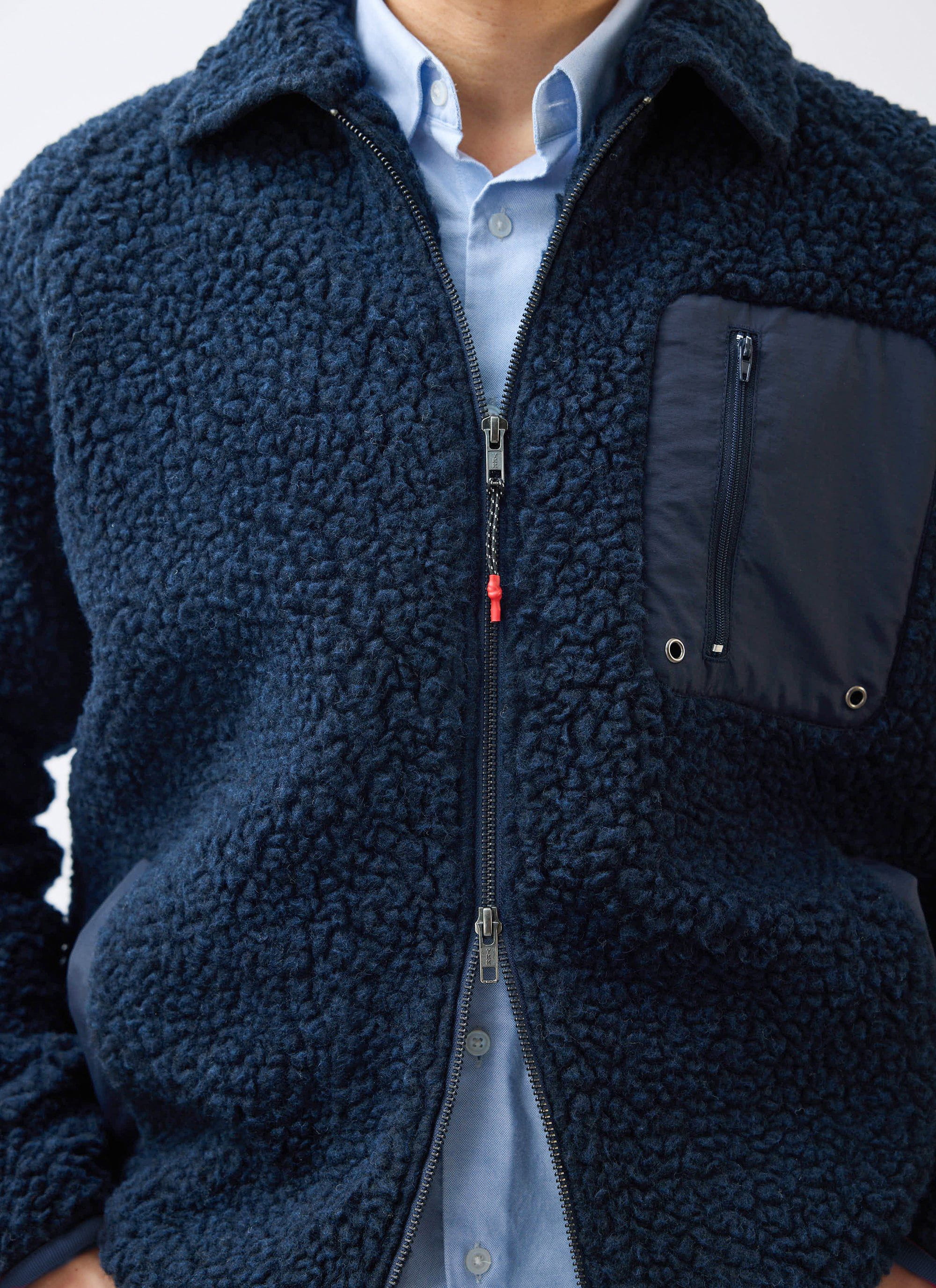 Men's Wool Fleece Jacket | Navy - Image 4